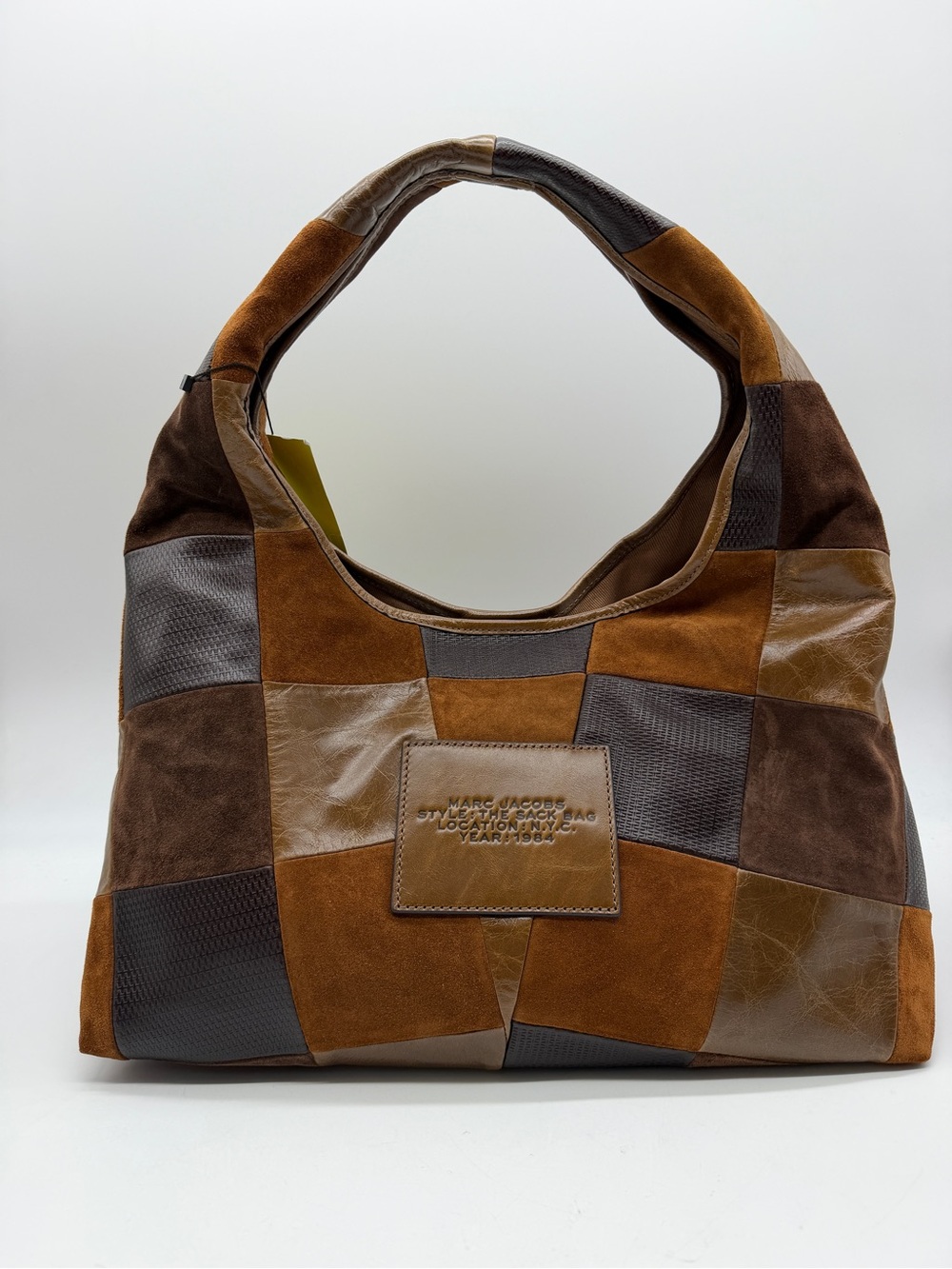 MARC JACOBS The Suede Patchwork Sack large hobo shoulder bag + Dust bag BROWN - Picture 12 of 16